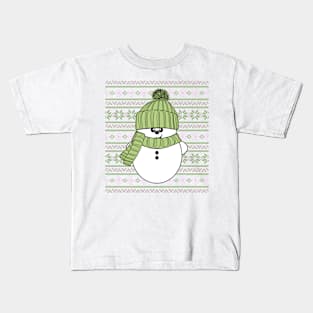 Krimbles Cheeky Festive Snowman Poinsettia Ugly Christmas Sweater Kids T-Shirt